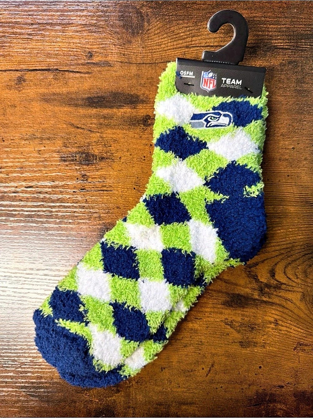 OSFM NFL Seattle Seahawks socks Seahawks Fuzzy Socks Blue & Green NWT